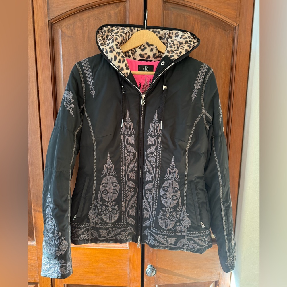 ✨ Bogner Embroidered Ski Jacket – Leopard Hood, Statement Luxury ✨
